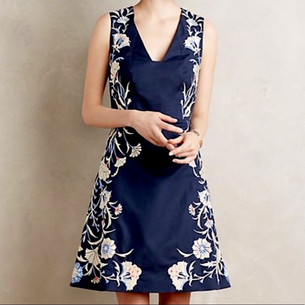 Moulinette Soeurs for Anthropologie - Bellflower Embroidered A-Line Dress